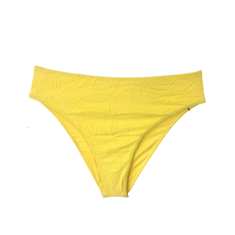 Yellow Embossed High Waist Bikini Bottom – Extra Small – XS, S, M, XXL Extra Small