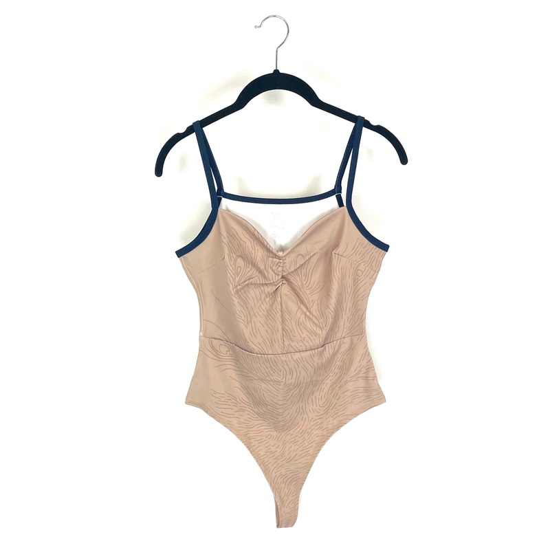 Beige and Navy Bodysuit – Size 2-4, 6, 8-10 Extra Small/Small (Size 2-4)