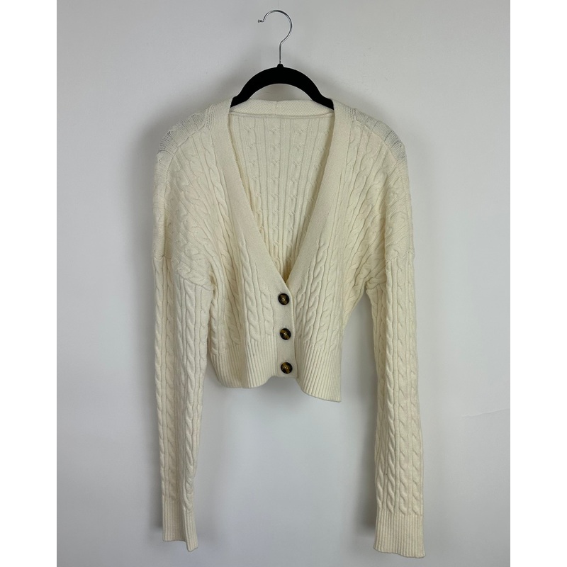 Beige Cropped Button Up Cardigan – Size 2/4