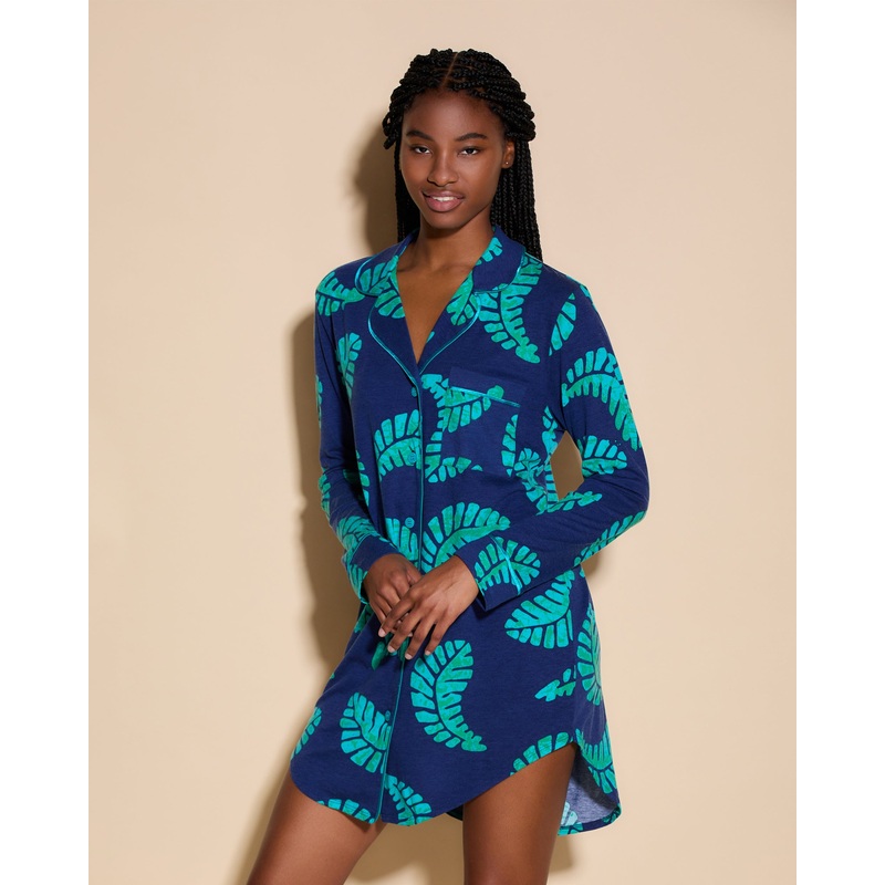 Camicia Da Notte Stampata Leaf/Bright Teal XS