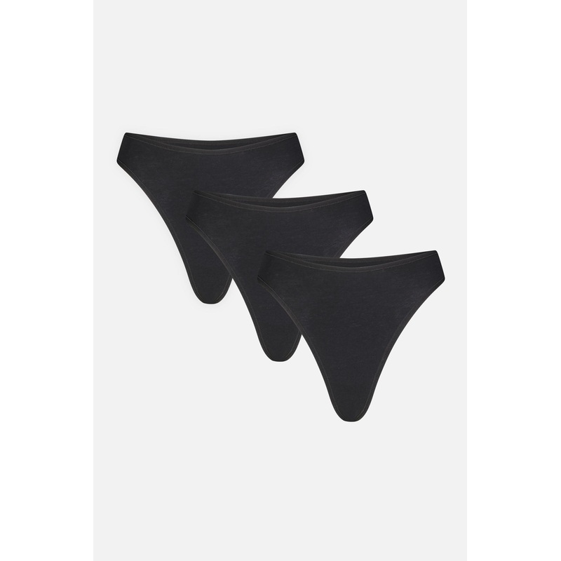 Cloud Cotton Thong in Black (Pack) XS-S Black 3-Pack