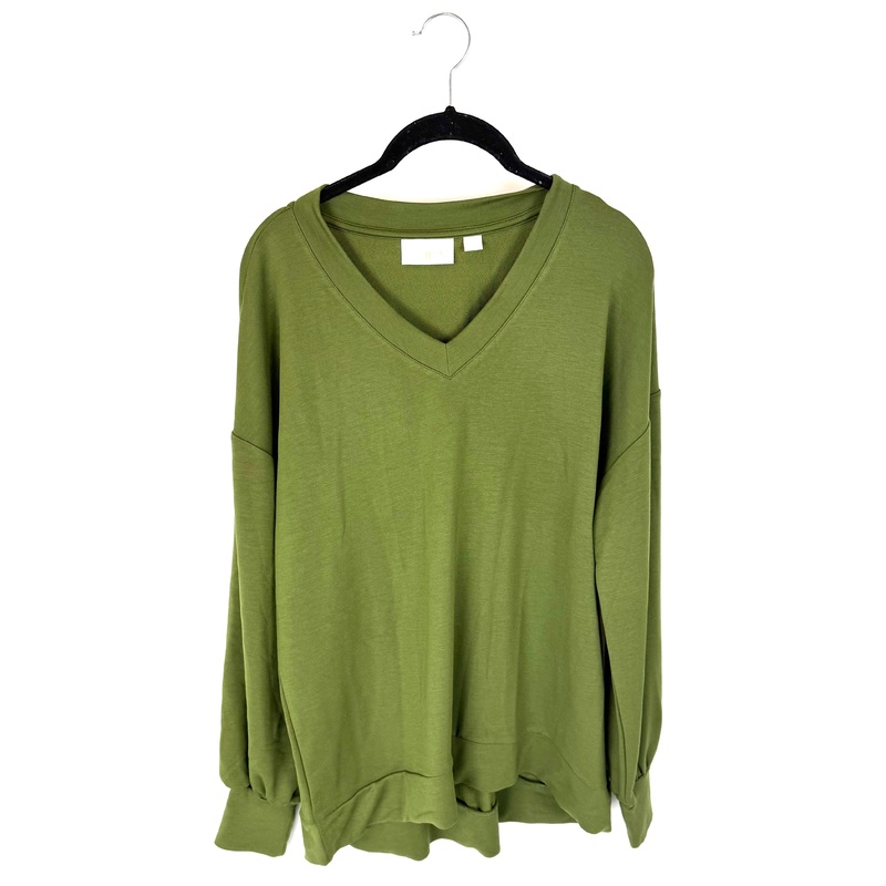 Dark Green V-Neck Long Sleeve Shirt – Size 6/8