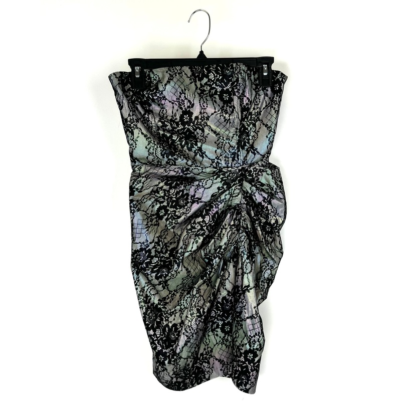 Strapless Iridescent And Floral Lace Mini Dress – Size 4/6