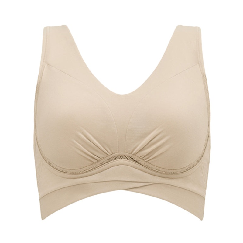 Yukine Comfort Cotton Wireless Bra 24 S (US XS) Sheer Greige