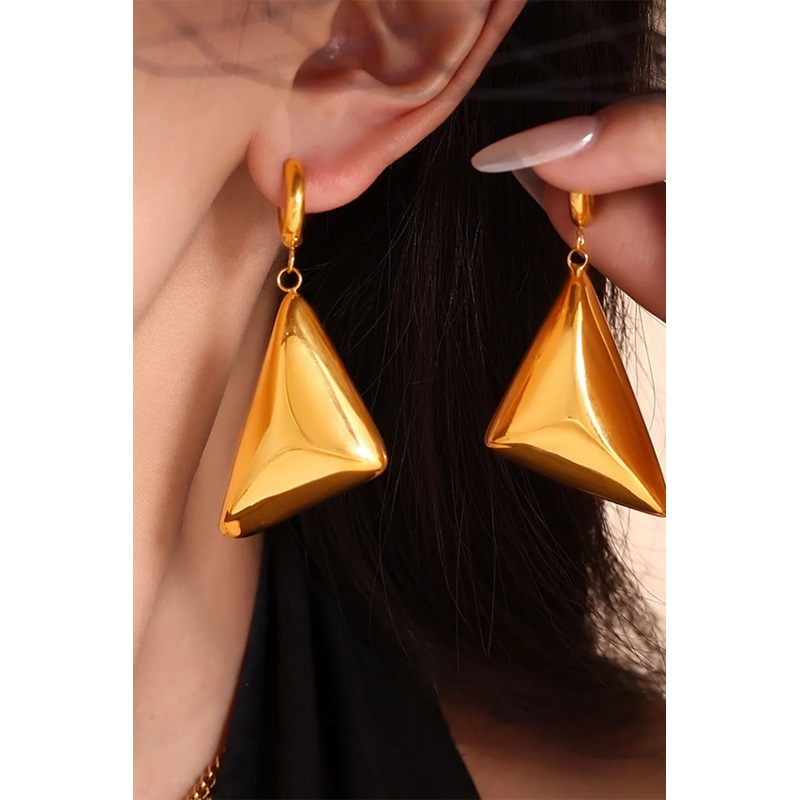 18K Gold-Plated Triangle Dangle Earrings Gold One Size