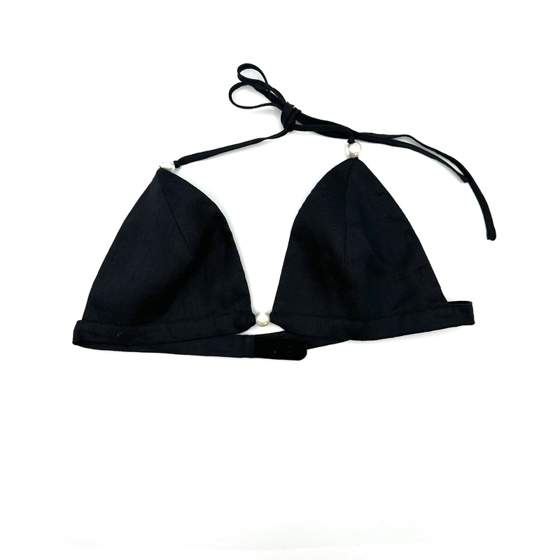 Black Pearl Detail Bra Top – Size 4/6