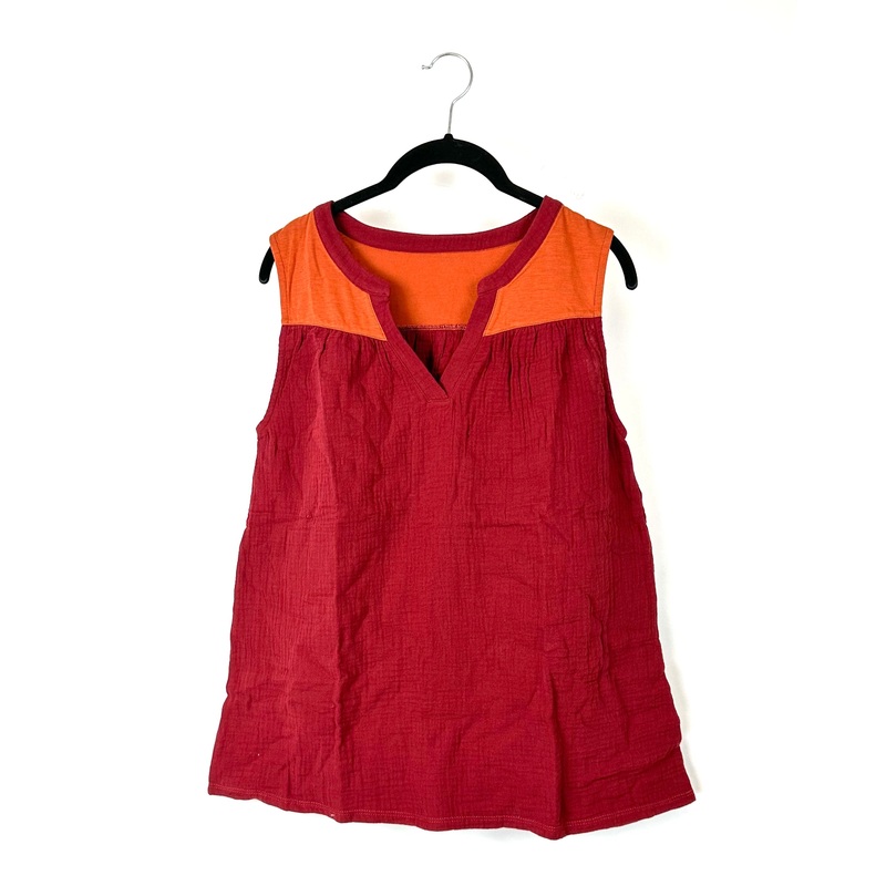 Burgundy And Rust Sleeveless Blouse – Small