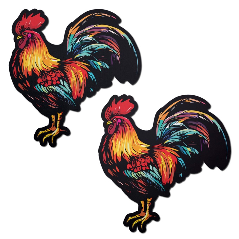 Cock: Colorful Rooster Chicken Nipple Pasties by Pastease