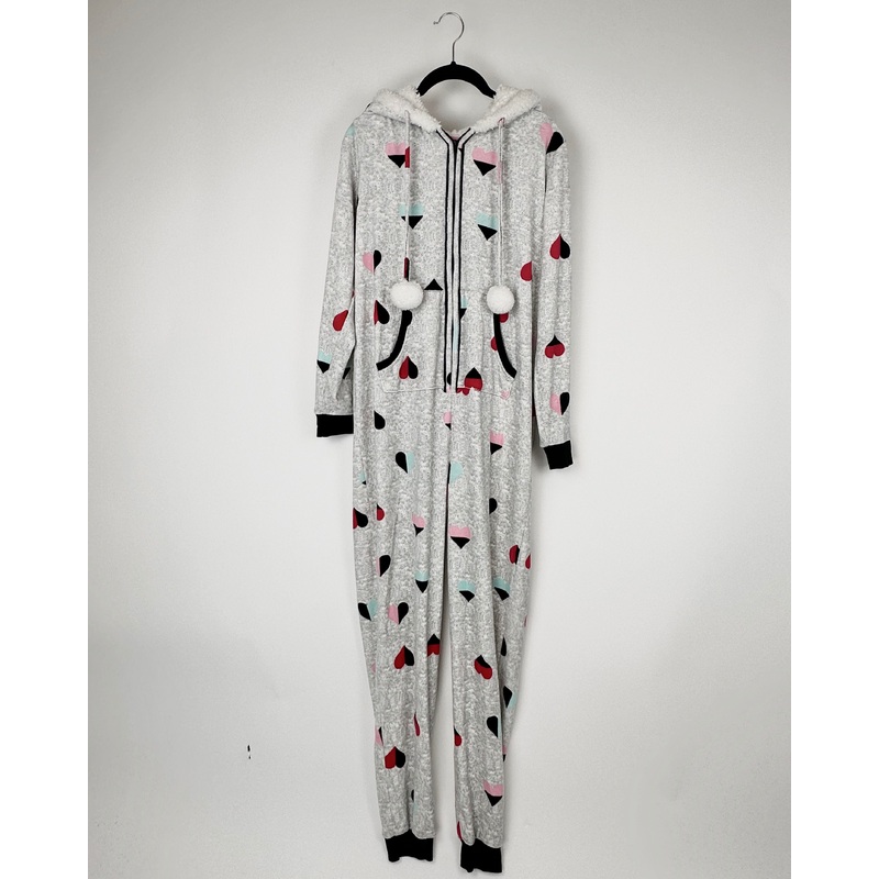 Gray Fuzzy Heart Onesie – Size 4/6