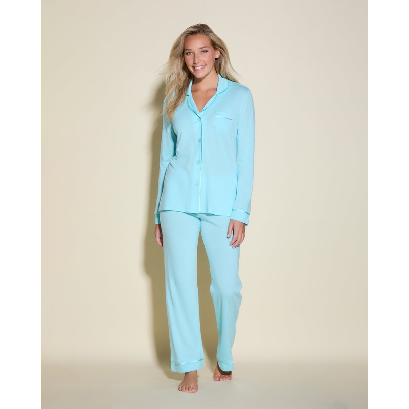 Long Sleeve Top & Pant Pajama Set Maldives/Lagoon Mint XS