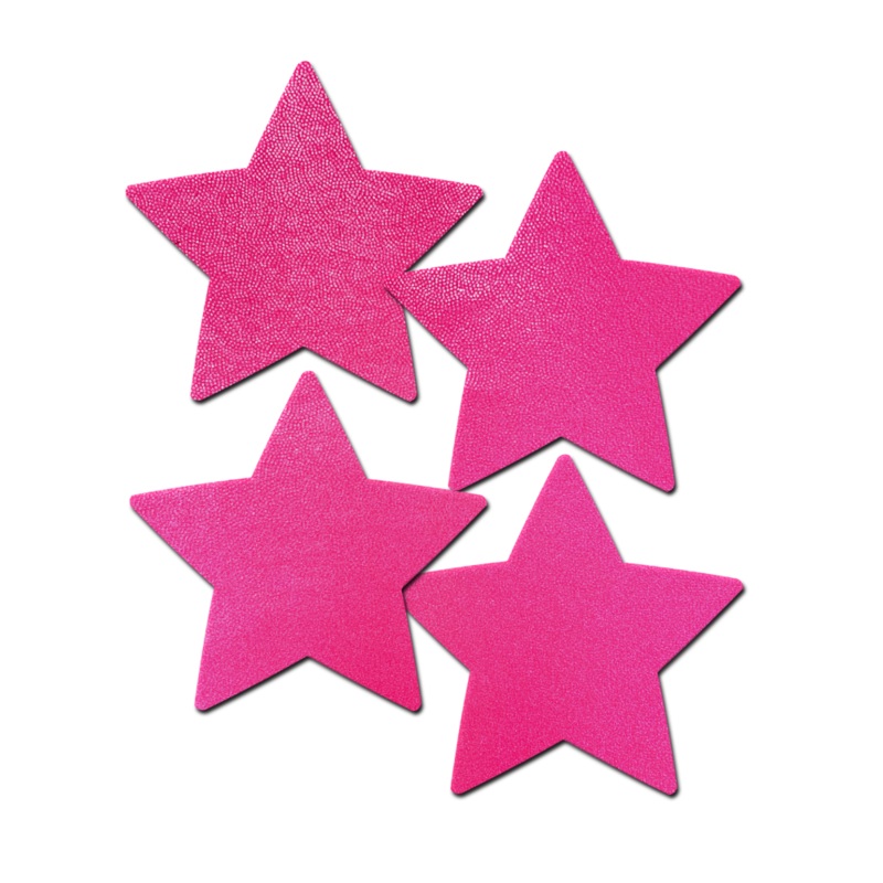 Petites: Two-Pair of Small Neon Pink Star Nipple Pasties by Pastease o/s