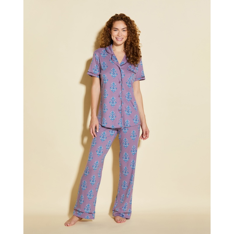 Short Sleeve Top & Pant Pajama Set Himalayan Floral Medallion XS