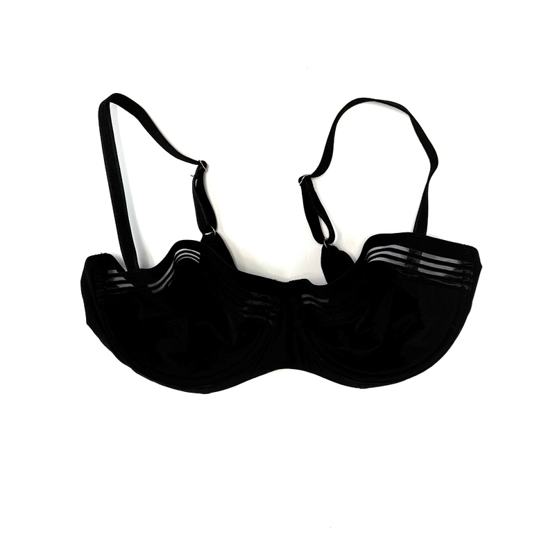 True Black Mesh Underwire Bra – 34C