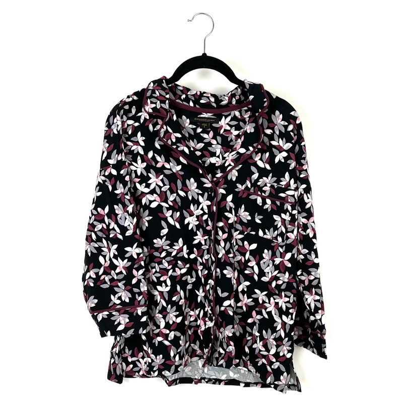 Black With Floral Print Sleepwear Set – Small