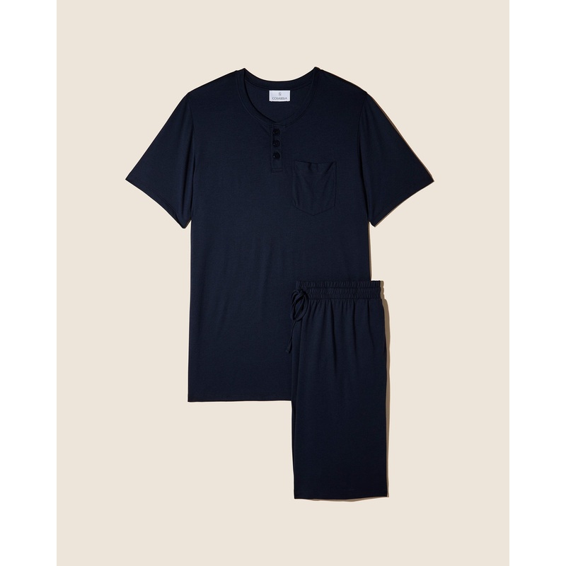 Conjunto De Camiseta De Cuello Redondo Y Pantalones Cortos Navy S