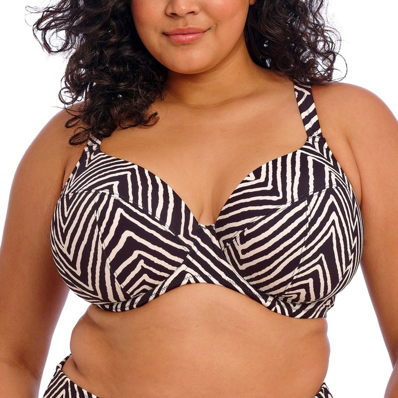 Fiji Falls Underwire Plunge Bikini Top – ES802602 – Black BLACK 36F