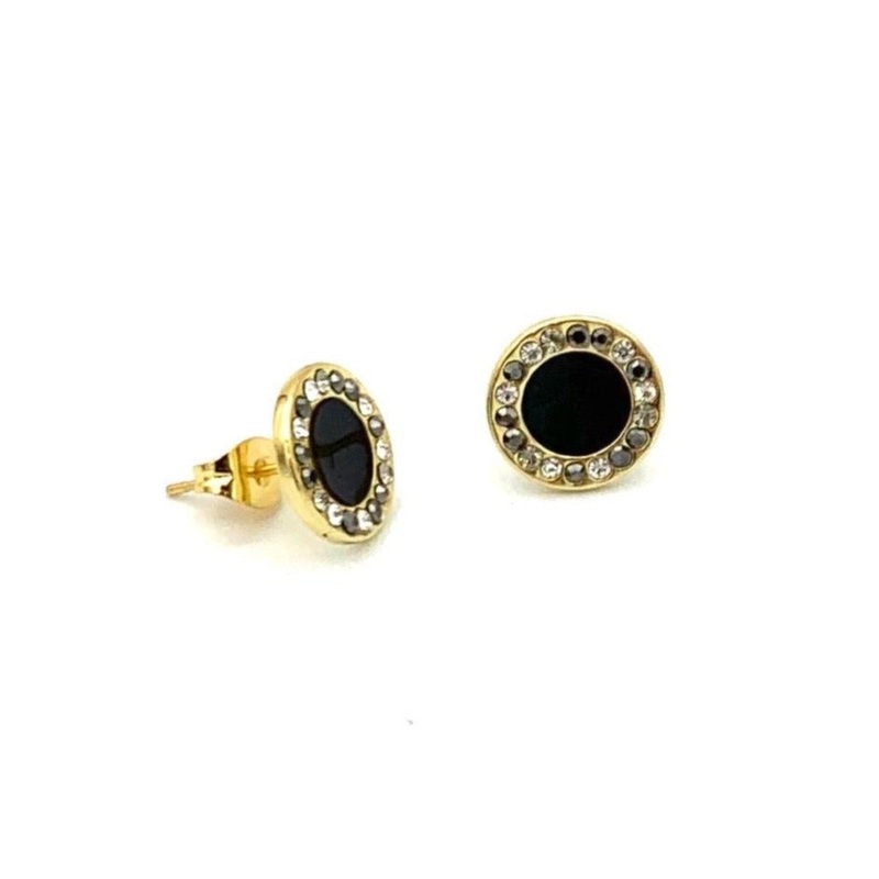 Gold and Black Rhinestone Studs