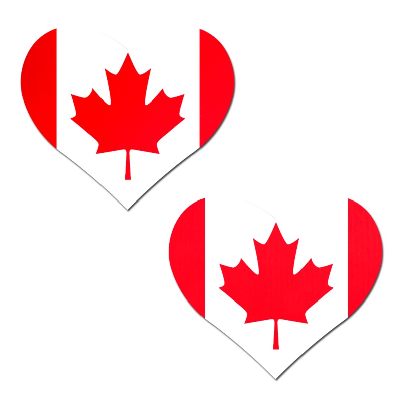 Love: Canadian Flag on Heart Nipple Pasties by Pastease o/s