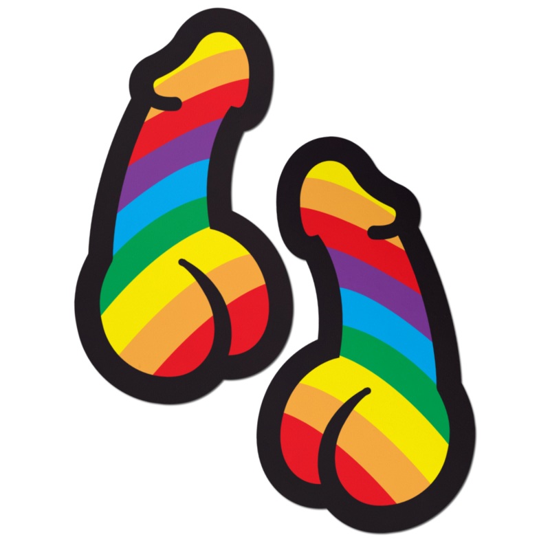 Penis: Rainbow Pride Dick Nipple Pasties by Pastease o/s Rainbow