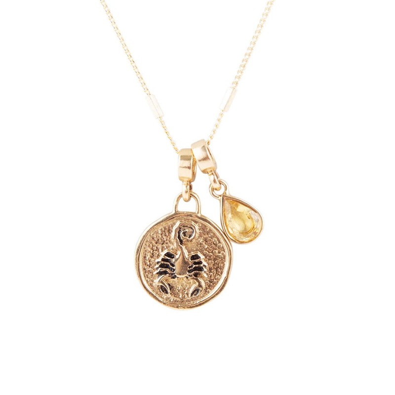 Scorpio – Zodiac Yellow Citrine Golden Charm Necklace