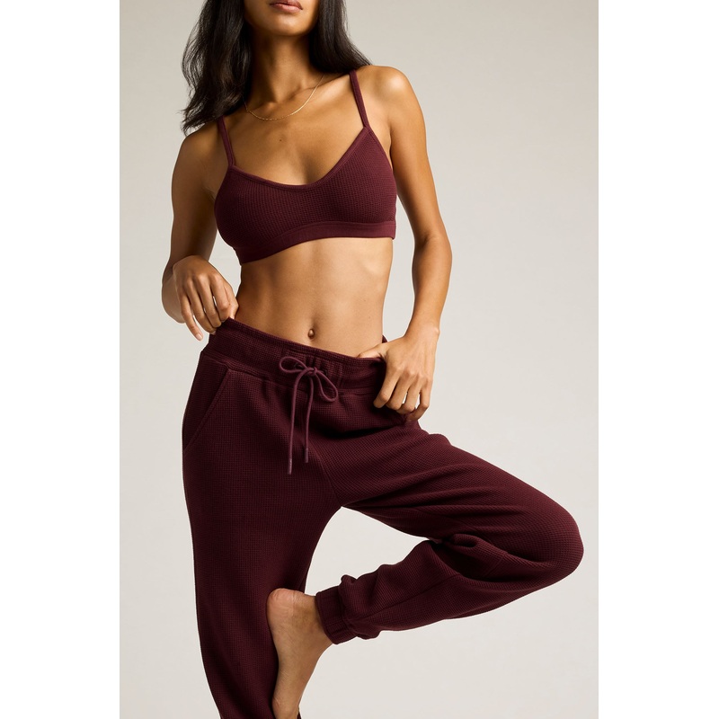 Waffle Knit Jogger in Garnet XS Garnet Single