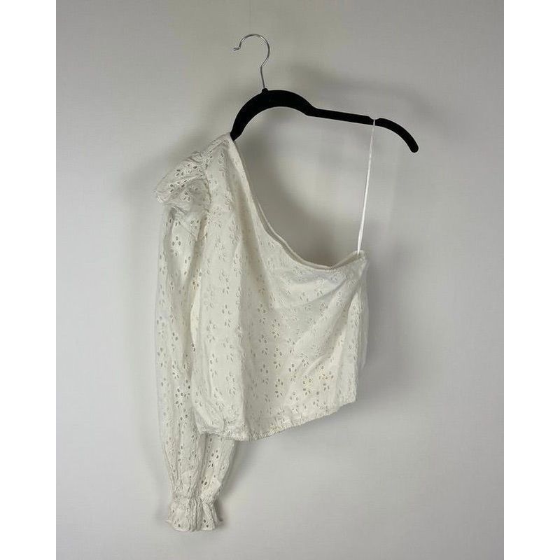 White Long Sleeve One Shoulder Top – Extra Small