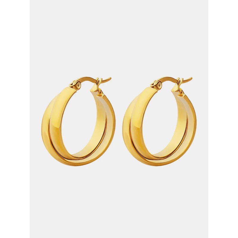 18K Gold-Plated Titanium Steel Huggie Earrings Gold One Size