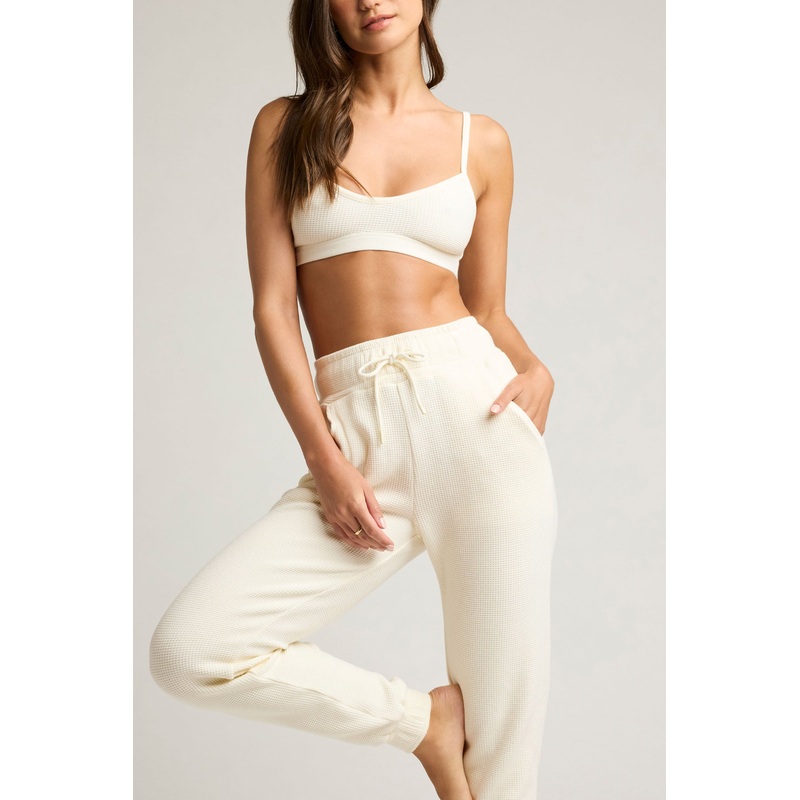 Waffle Knit Jogger in Cream XS Cream Single