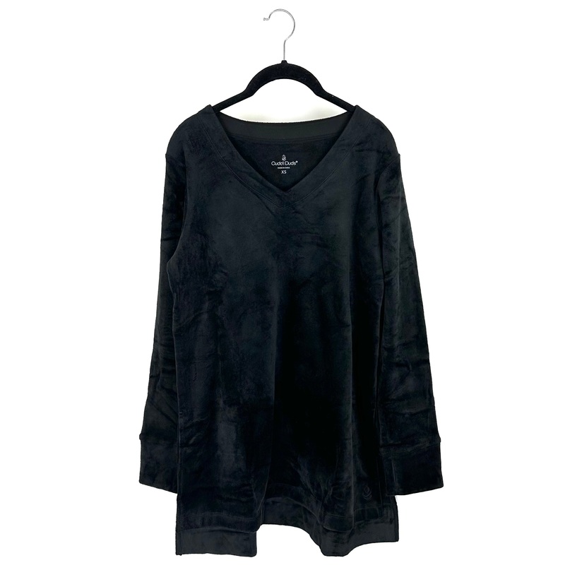 Black Fleece V Neck Pajama Top – Small – 1X Extra Small (Size 2/4)