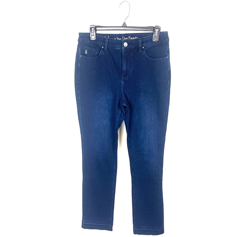 Dark Blue Wash Jeans With Tie-Dye Ends – Size 6/8