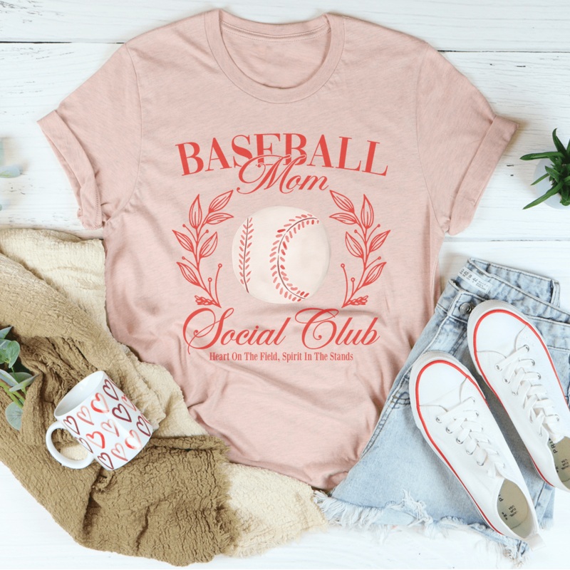 Baseball Mom Social Club Tee Heather Prism Peach S