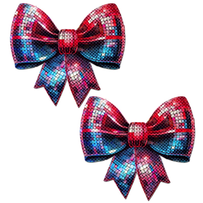 Disco Ball Bow Sparkling Breast Pasties by Pastease