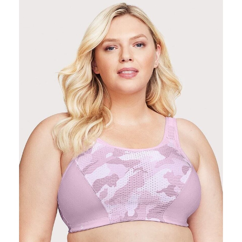 Glamorise Custom Control Wire-free Sports Bra – Pink Camo Print 34C