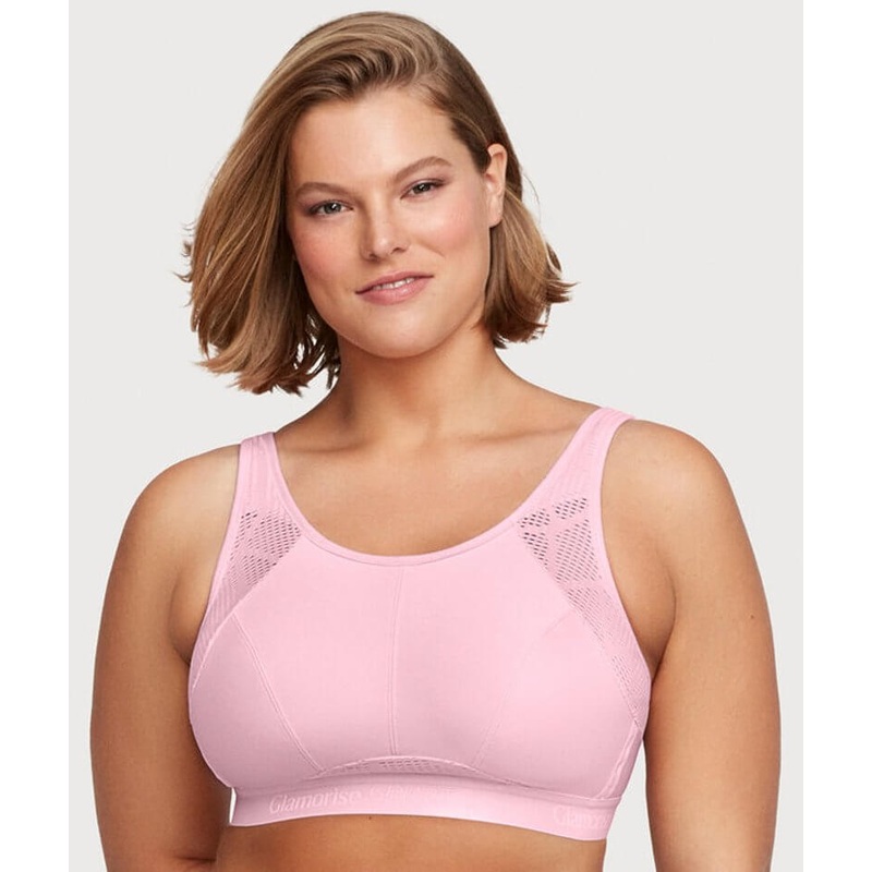 Glamorise No-Sweat Mesh Wire-free Sports Bra – Pink 34C