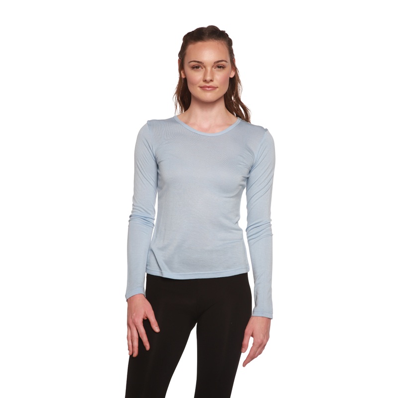 Women’s Scoop Neck 100% Bamboo Viscose Long Sleeve Shirt Medium Black