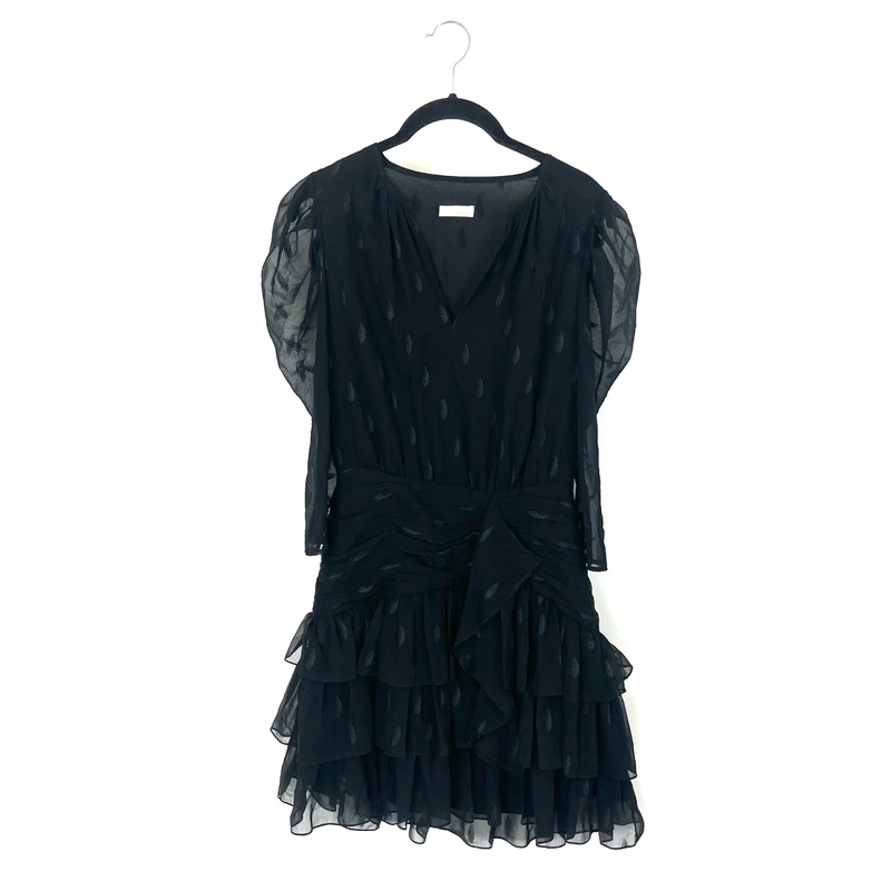 Black Dot Print Mini Dress – Size 4