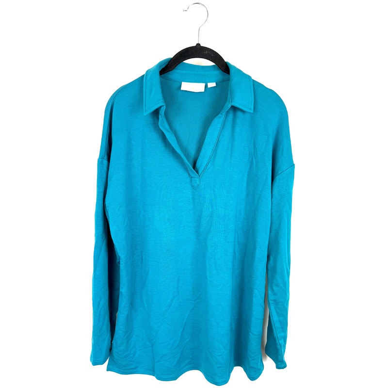 Teal Collared V-Neck Long Sleeve Top- Size 6/8
