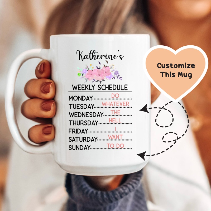 Weekly Schedule Custom Mug White 15 oz