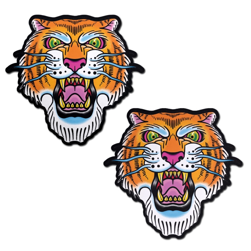 Tiger: Ferocious Tattoo Jungle Cat Diamond Thom Nipple Pasties by Pastease
