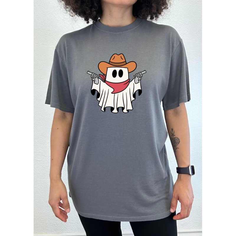 Cowboy Ghost Unisex Bamboo Viscose/Organic Cotton Short Sleeve Graphic T-Shirt Medium Black
