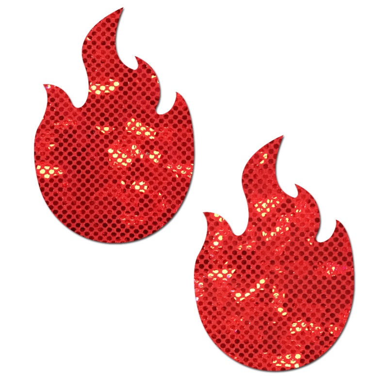 Flame: Red Fire Nipple Pasties Shattered Disco Ball Glitter Pastease o/s Pink