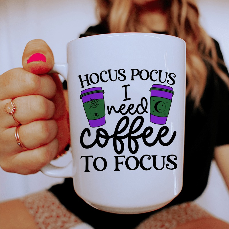 I Need Coffee To Focus Ceramic Mug 15 oz White One Size