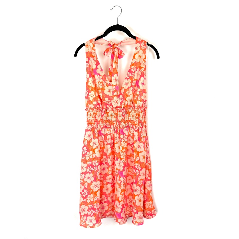 Orange and Pink Floral Halter Top Dress – Size 2/4