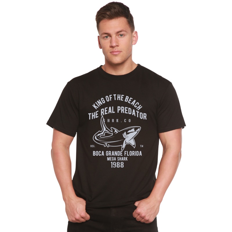 Shark Real Spun Bamboo Men’s Bamboo Viscose/Organic Cotton Short Sleeve Graphic T-Shirt Medium Black