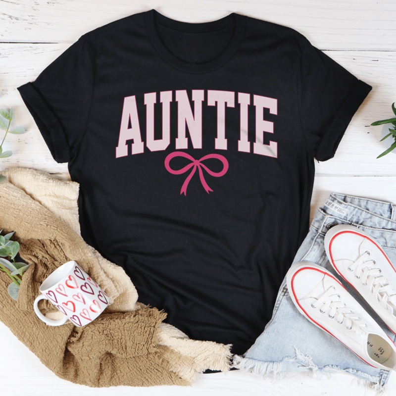 Auntie Coquette Bow Tee Black Heather S