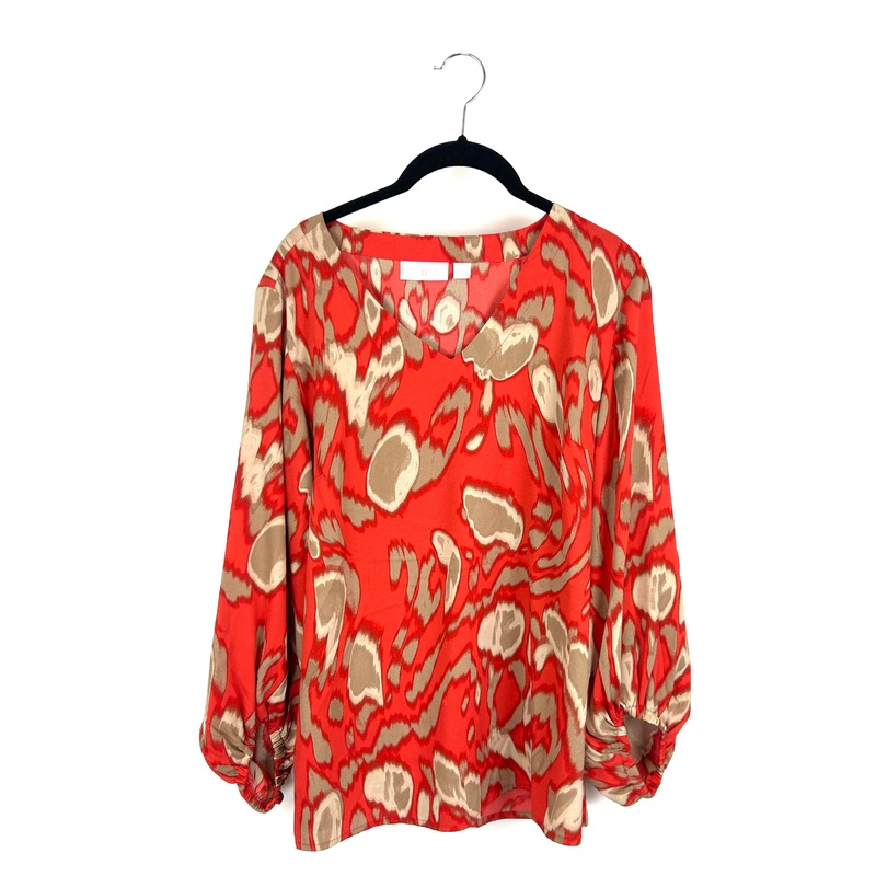 Orange and Tan Abstract Blouse – Size 6/8
