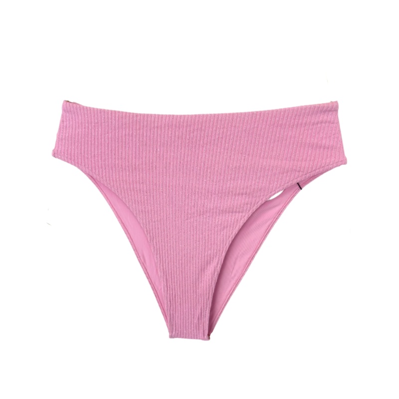 Pink Metallic High Waist Bikini Bottom -XS, S, XXL Extra Small