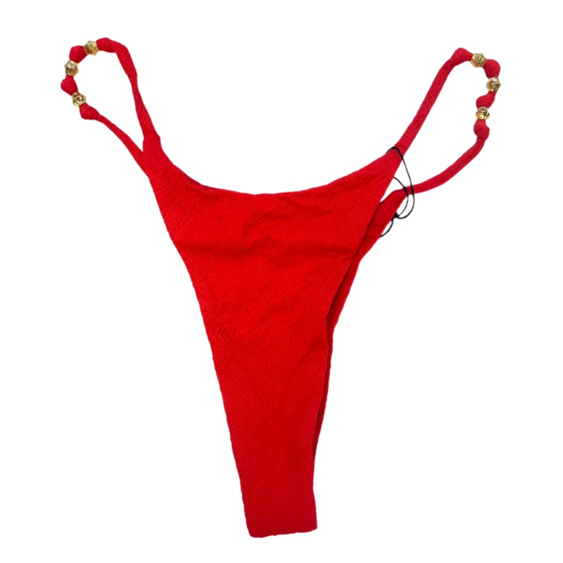 Red Embossed Thong Bikini Bottom – S, M, L, XL, XXL Medium (Size 4/6)