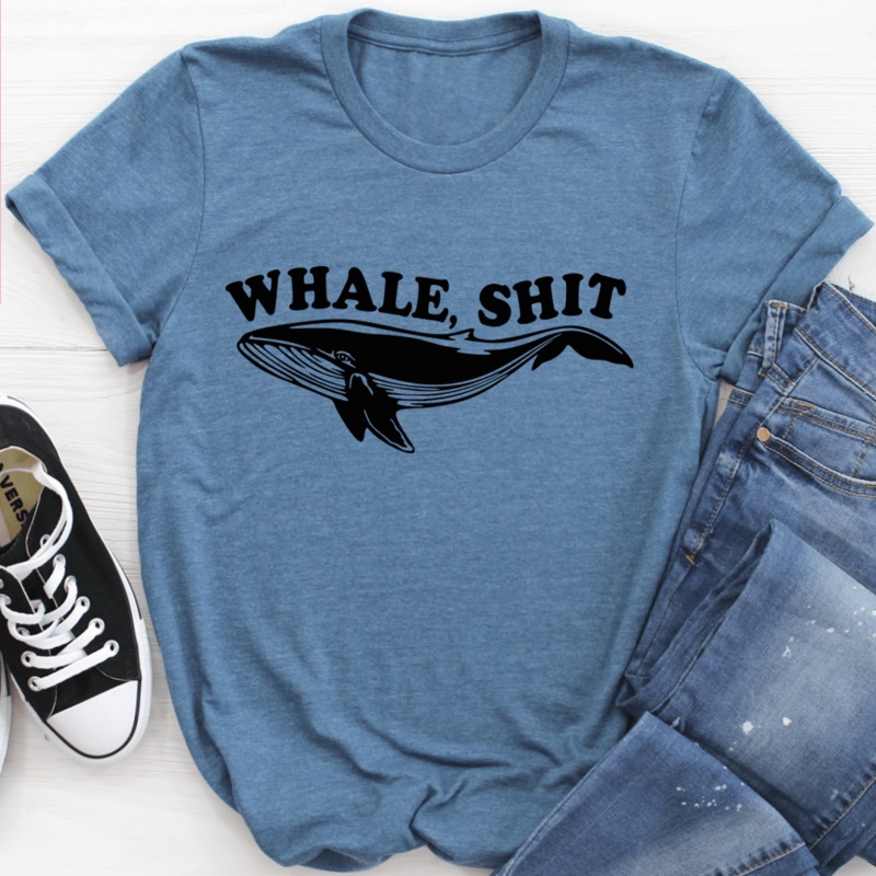 Whale Tee Steel Blue S