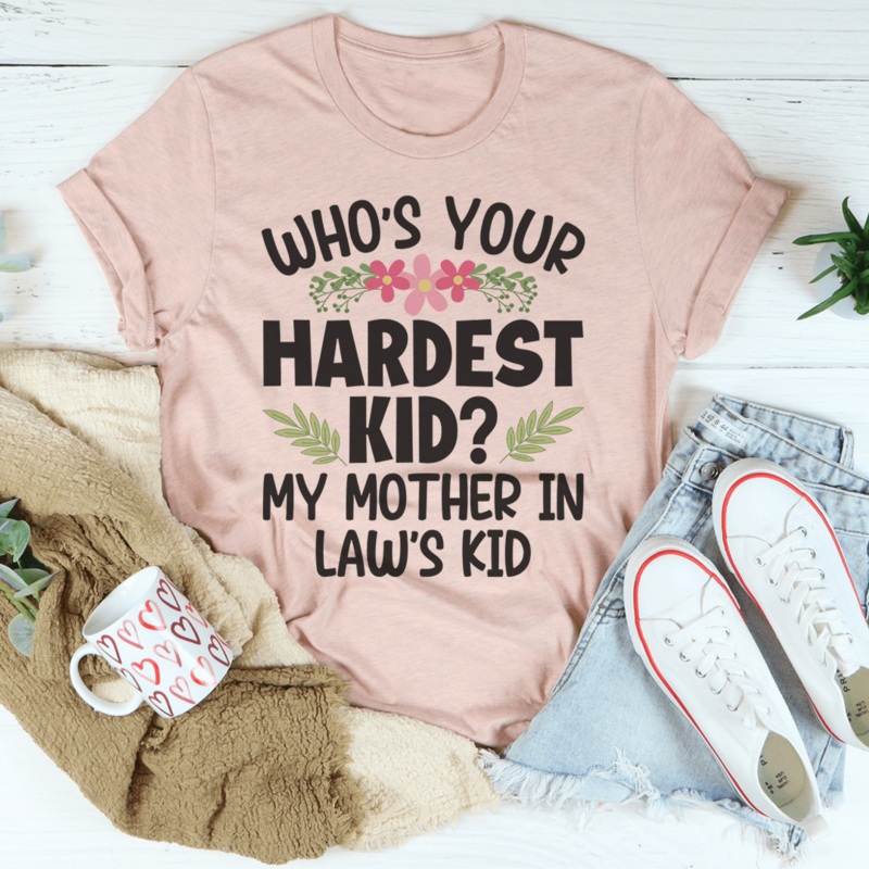 Who’s Your Hardest Kid Tee Heather Prism Peach S